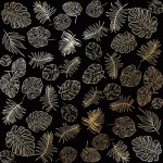 Лист одностороннього паперу з фольгуванням 'Golden Tropical Leaves Black', 30*30см, 200г/м2, 10-011 10-011