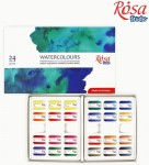 Набір акварельних фарб  24 кольори, кювета, картон, ROSA Studio 340224