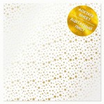 Лист односторонней бумаги с фольгированием 'Golden stars White', 30 * 30см, 200г / м2, 16-001 FDFMA-1-025