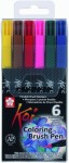Набор маркеров Koi Coloring Brush Pen 6 цветов Sakura. XBR6B1