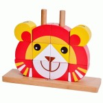 Игрушка деревянная 'Вертикальный пазл Львенок', Lion Uni Blocks, 5106, CLASSIC WORLD 5106