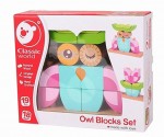 Игрушка деревянная 'Вертикальный пазл Совеня', Owl Blocks Set, 3708, CLASSIC WORLD 3708