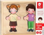 Іграшка дерев’яна 'Переодягалка Дівчинка-Хлопчик', Dress Up Puzzle, 54358, CLASSIC WORLD 54358