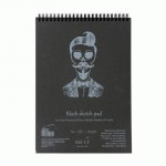 Альбом для рисунку на спіралі AUTHENTIC (black) А4, 165г/м2, 30л, чорний папір, SMILTAINIS EB-30TS/BLACK
