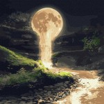 Набор акриловой живописи по номерам 'Лунный водопад' с красками металлик 50*50см, KHO5033 KHO5033