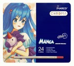 Олівці 24 кол., шестигранні в метал.пеналі, Chroma(Manga), 8550-24TN ТМ'MARCO' 8550-24TN