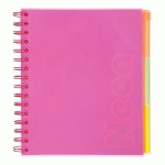 Зошит на пружині NEON, В5 (170x205), 120 арк, клітинка, 3 PVC розд., PVC обкл., рож., BM.24359911-10 BM.24359911-10